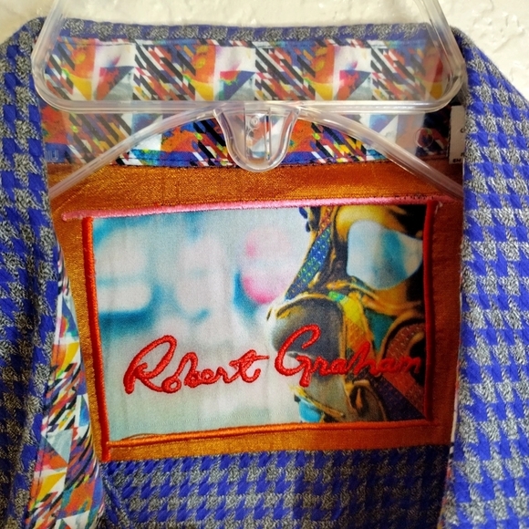 Robert Graham Houndstooth Button Down Shirt Flip Cuff Sz L - Picture 5 of 10